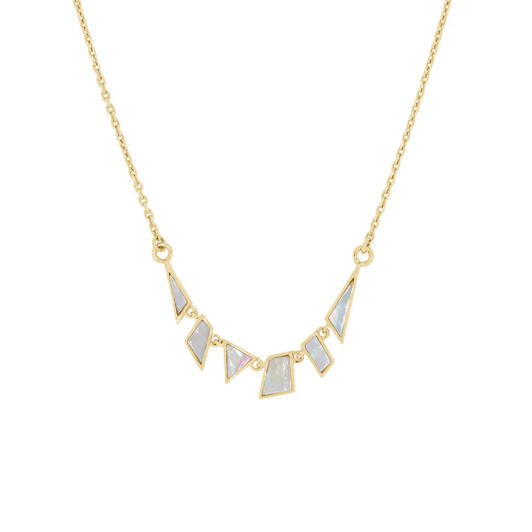 Mini Tesserae Mother of Pearl Necklace in Yellow Gold