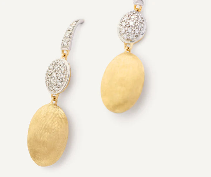 Siviglia Diamond Hook Earrings in White Gold and Yellow Gold