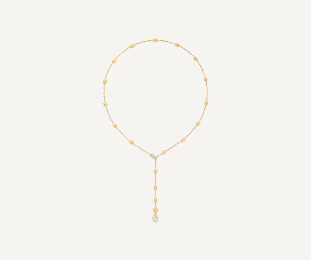 Siviglia Diamond Lariat Necklace in Yellow Gold and White Gold