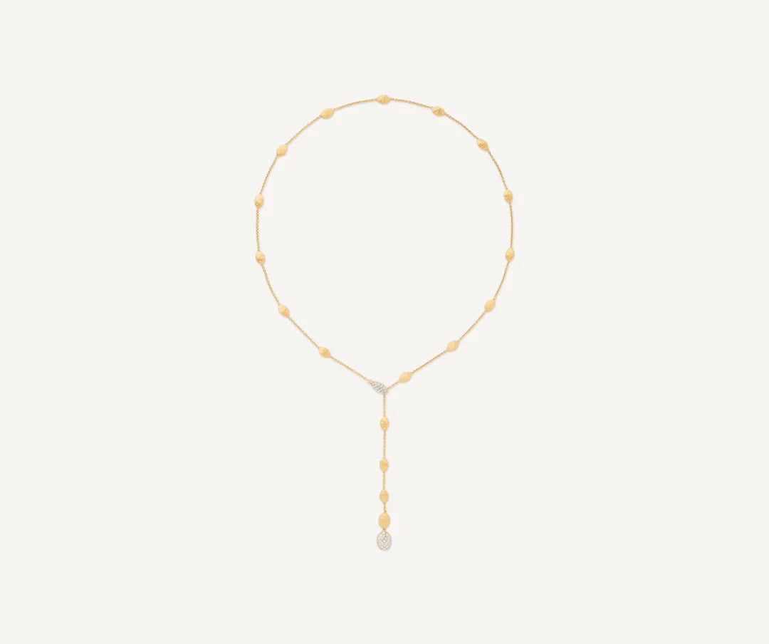 Siviglia Diamond Lariat Necklace in Yellow Gold and White Gold