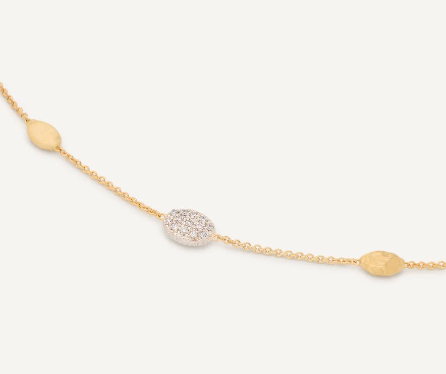 Siviglia Small Bean Diamond Bracelet in Yellow Gold and White Gold
