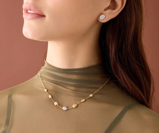 Siviglia Diamond Station Necklace in Yellow Gold and White Gold