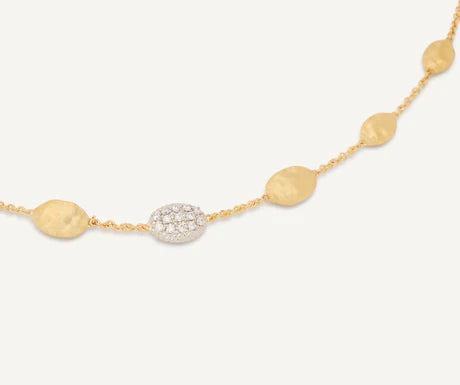 Siviglia Diamond Station Necklace in Yellow Gold and White Gold