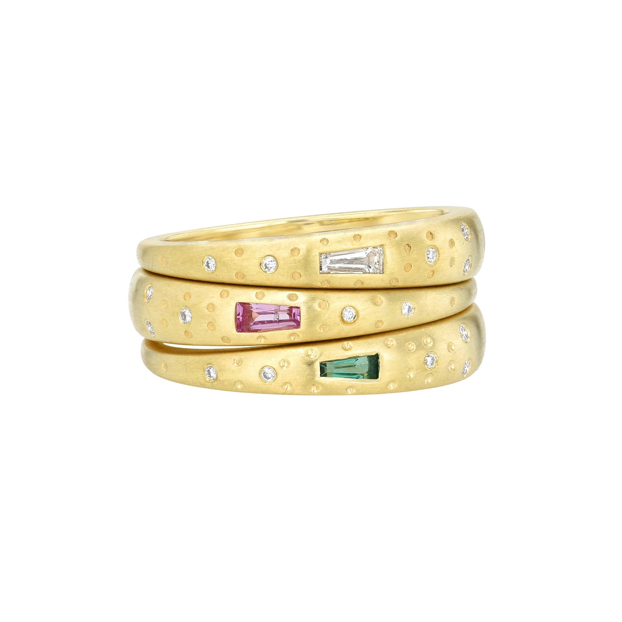 Supernova Emerald Stacking Band in Yellow Gold