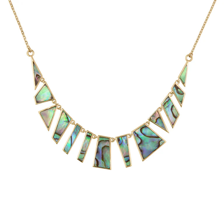 Midi Tesserae Abalone Pearl Necklace in Yellow Gold