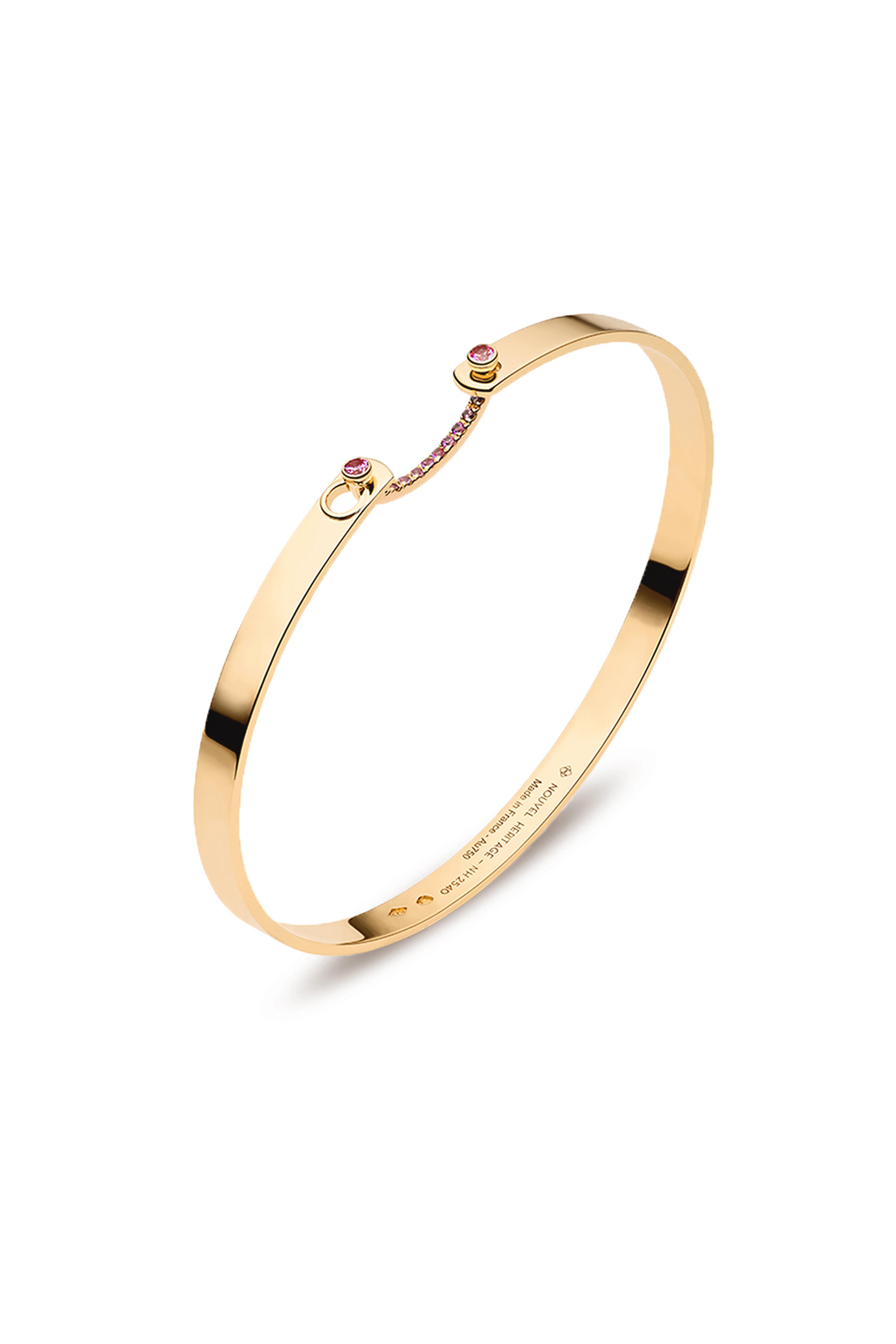 Baby Pink Mood Bangle in Yellow Gold