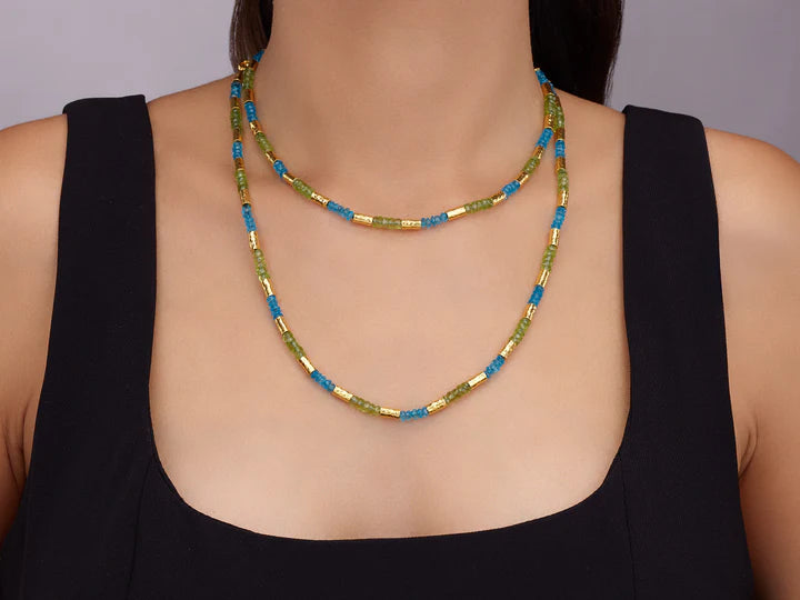 Vertigo Multi-Stone Beaded Necklace in Yellow Gold