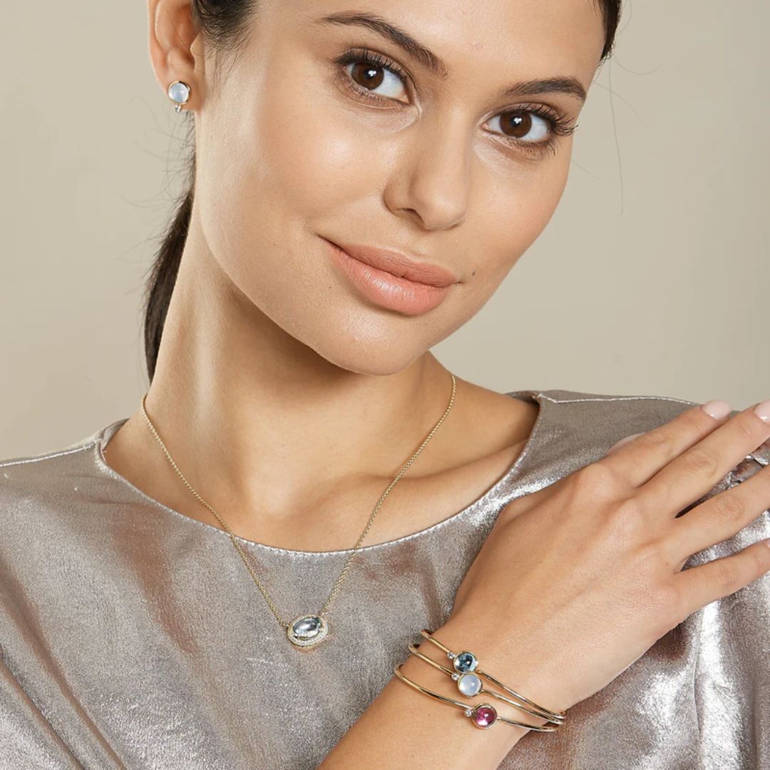 Candy Moon Quartz and Diamond Bracelet in Yellow Gold