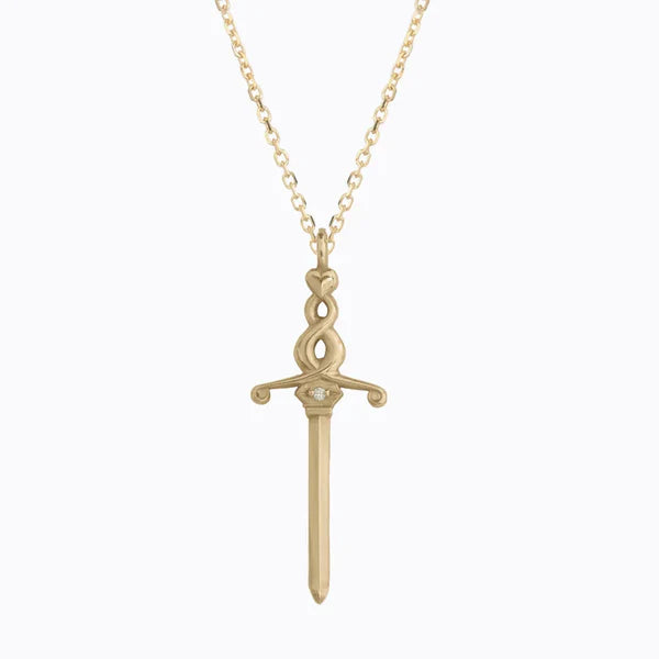 Sword of Courage Pendant Necklace in Yellow Gold