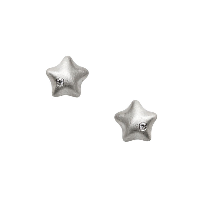 Puffy Starfish Diamond Studs in Sterling Silver