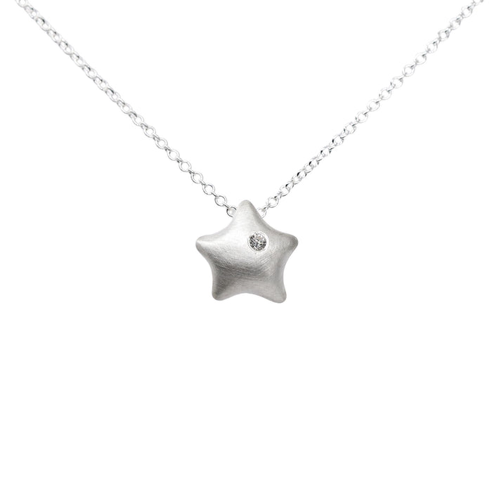 Puffy Starfish Diamond Necklace in Sterling Silver