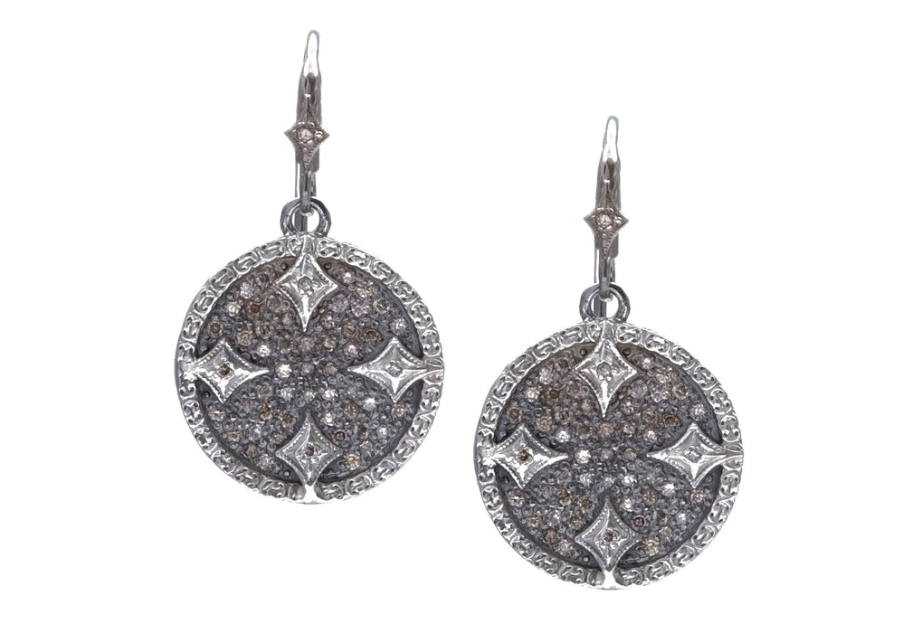 New World Constellation Pave Diamond Disc Earrings in Sterling Silver