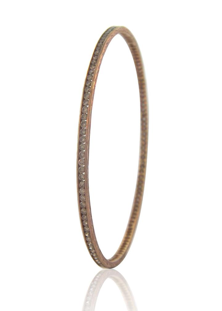 Channel Champagne Diamond Bangle in Rose Gold