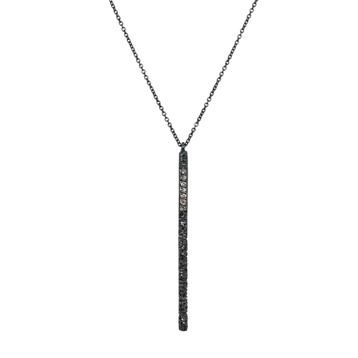 Diamond Stick Necklace in Oxidized Sterling Silver