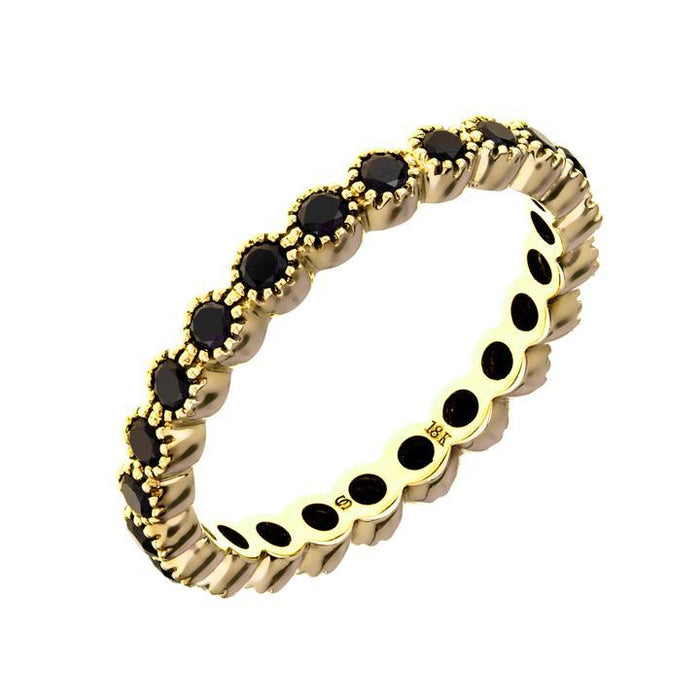 The Bezel Band with Black Diamond in Yellow Gold
