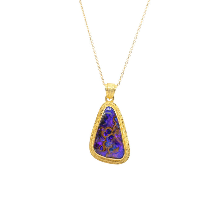 Boulder Opal Pendant in Yellow Gold