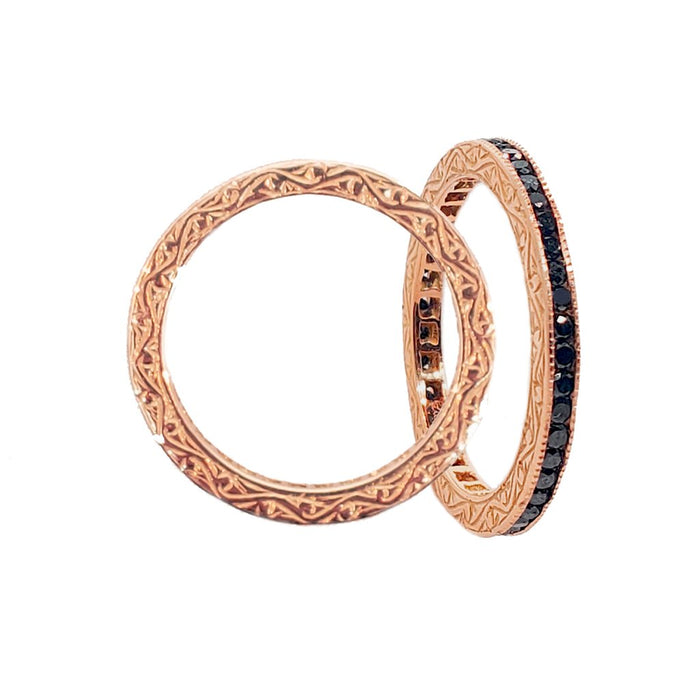 The Channel Band with Black Diamond in Rose Gold