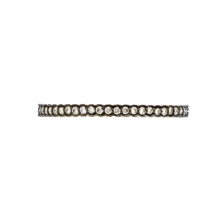 Scallop White Diamond Band in Blackened Gold