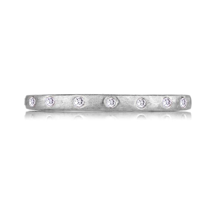 Dunes Narrow White Diamond Band in White Gold
