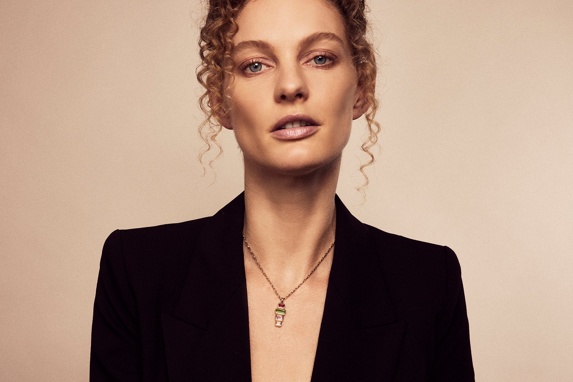 Stack Tourmaline Necklace in Yellow Gold