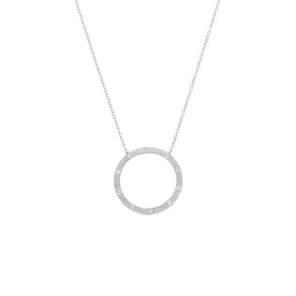 Dunes Large Circle Necklace in White Gold