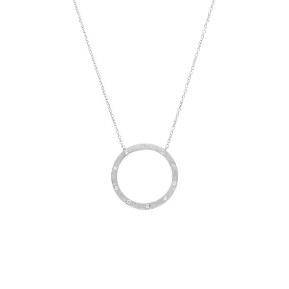 The Dunes Large Circle Necklace in White Gold