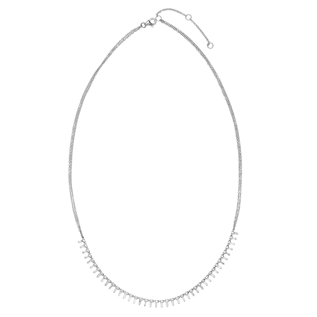 Zeena Baguette Diamond Necklace in White Gold
