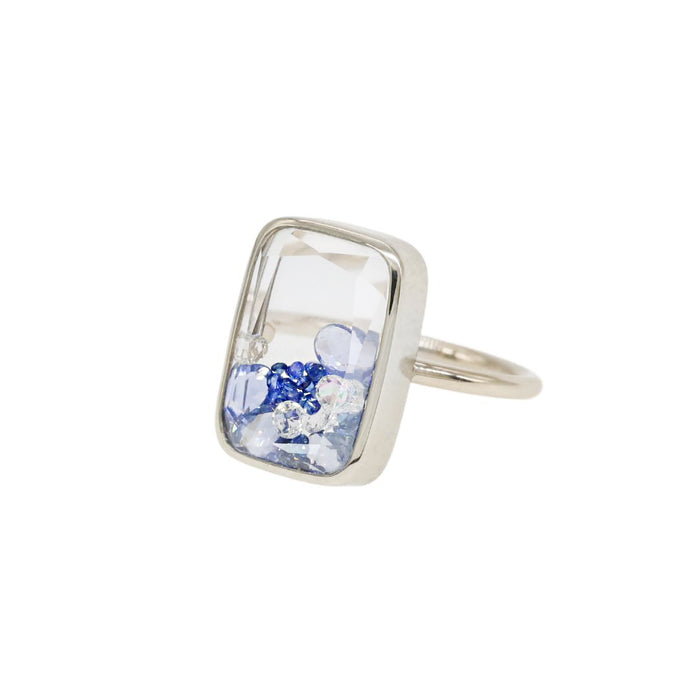 Confetti Shaker Ring with Blue Sapphire and Diamonds