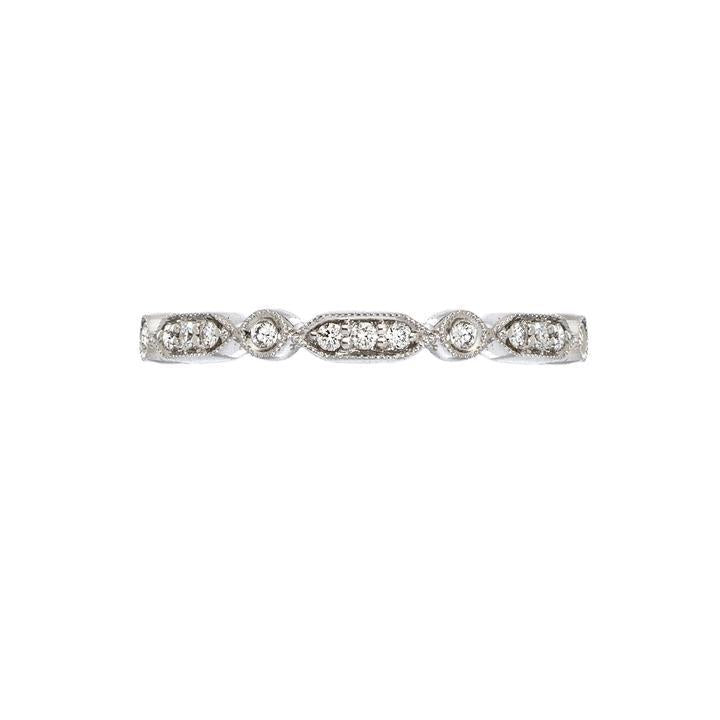 Deco Small White Diamond Band in White Gold