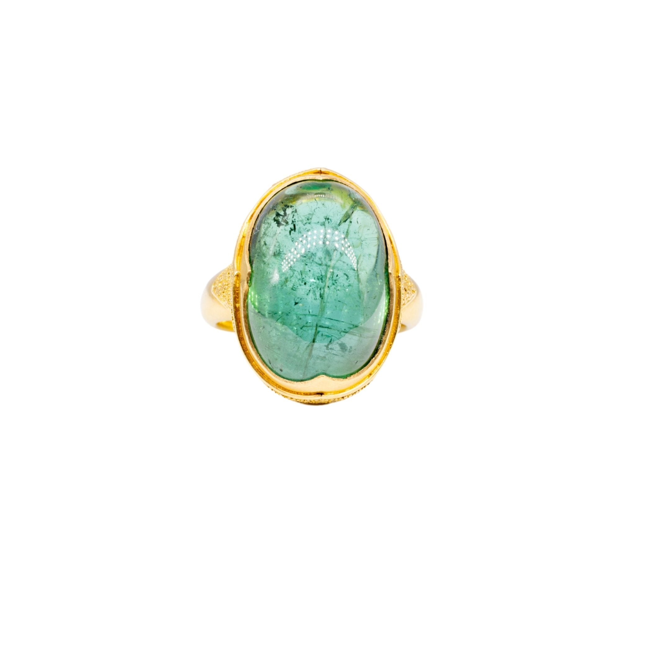 Green Tourmaline Ring in Yellow Gold