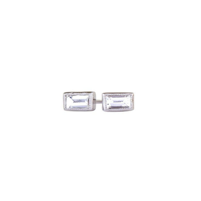 The Petit Baguette Diamond Studs in White Gold