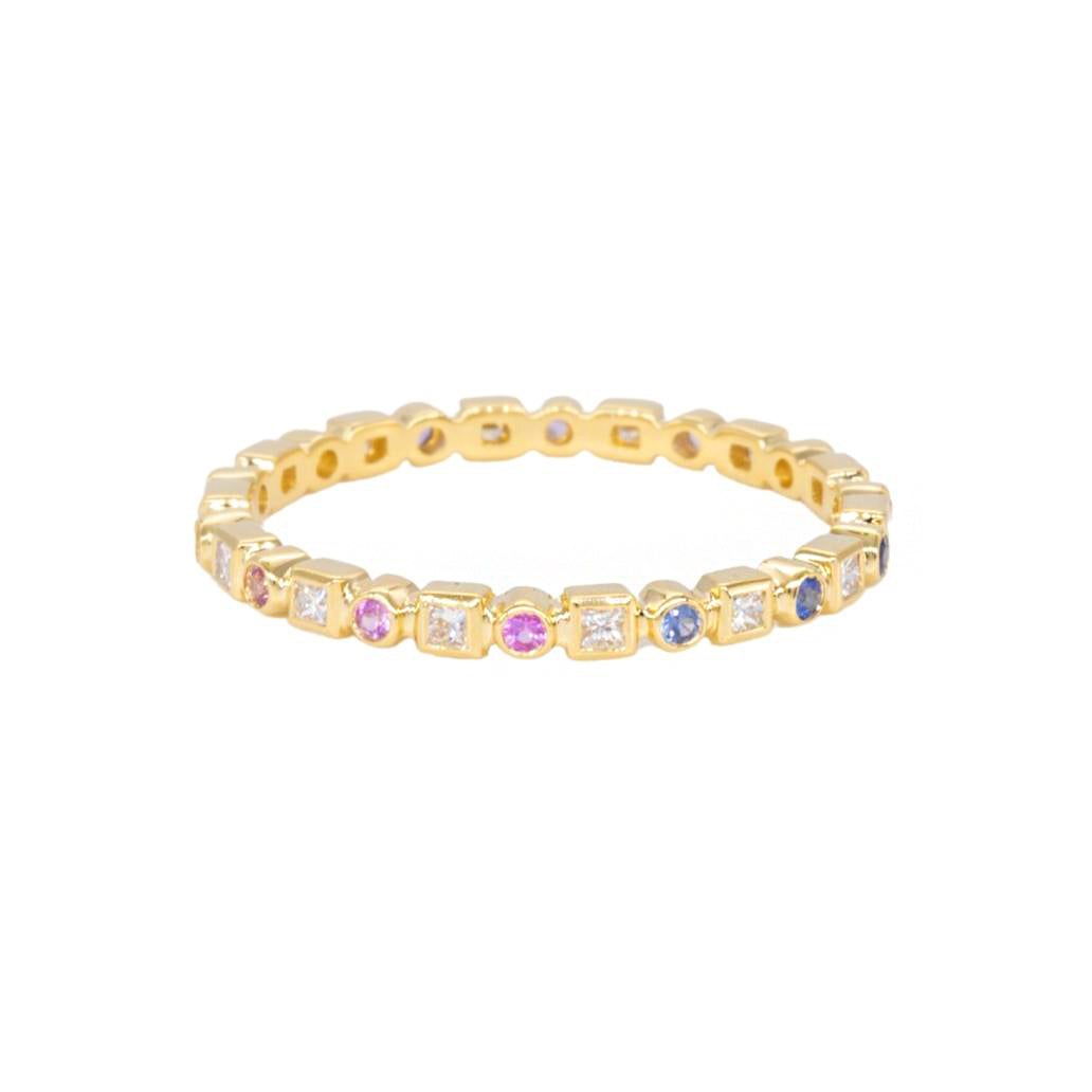 Rainbow Sapphire Kate Band in Yellow Gold