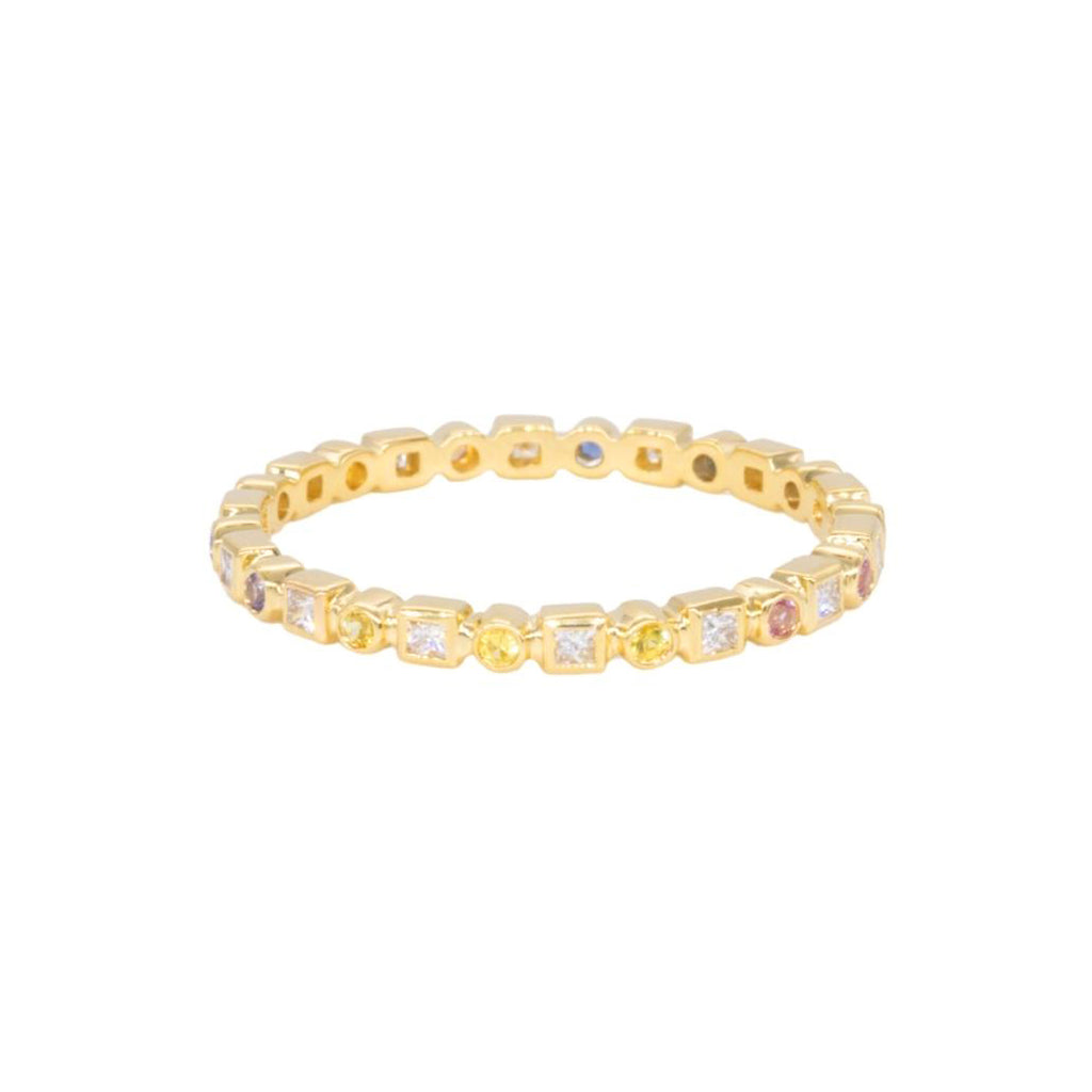 Rainbow Sapphire Kate Band in Yellow Gold