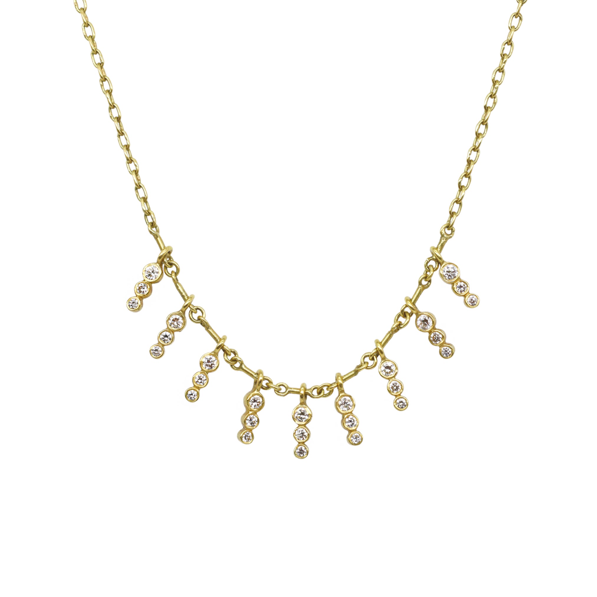 Small Icicle Diamond Demi-Fringe Necklace in Yellow Gold