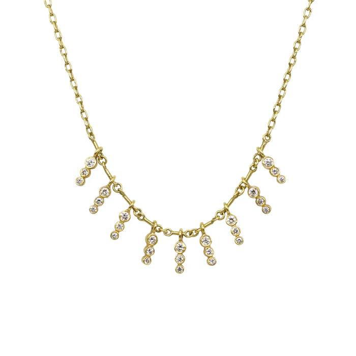 Small Icicle Diamond Demi-Fringe Necklace in Yellow Gold