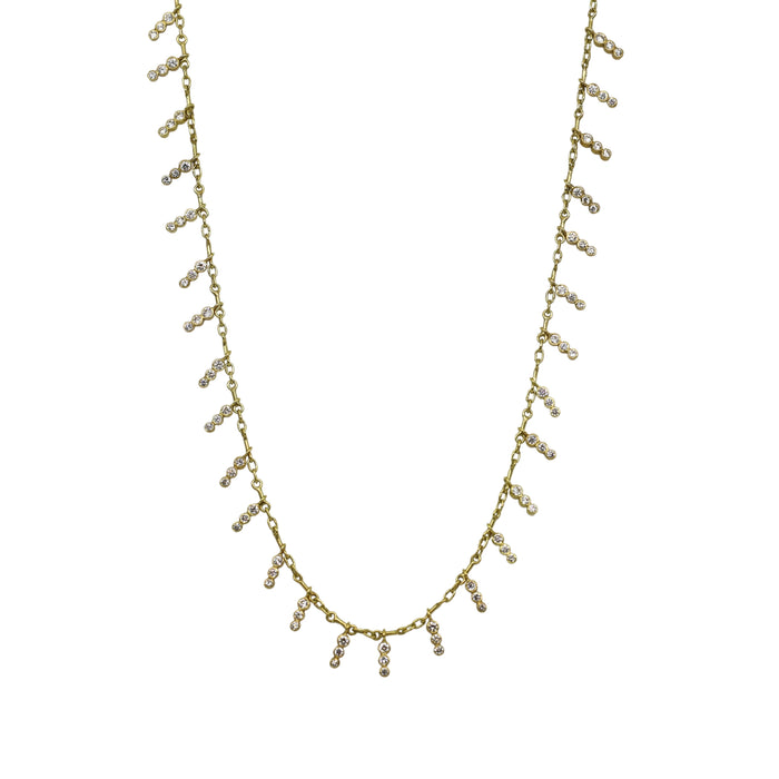 Tiny Icicle Diamond Fringe Necklace in Yellow Gold
