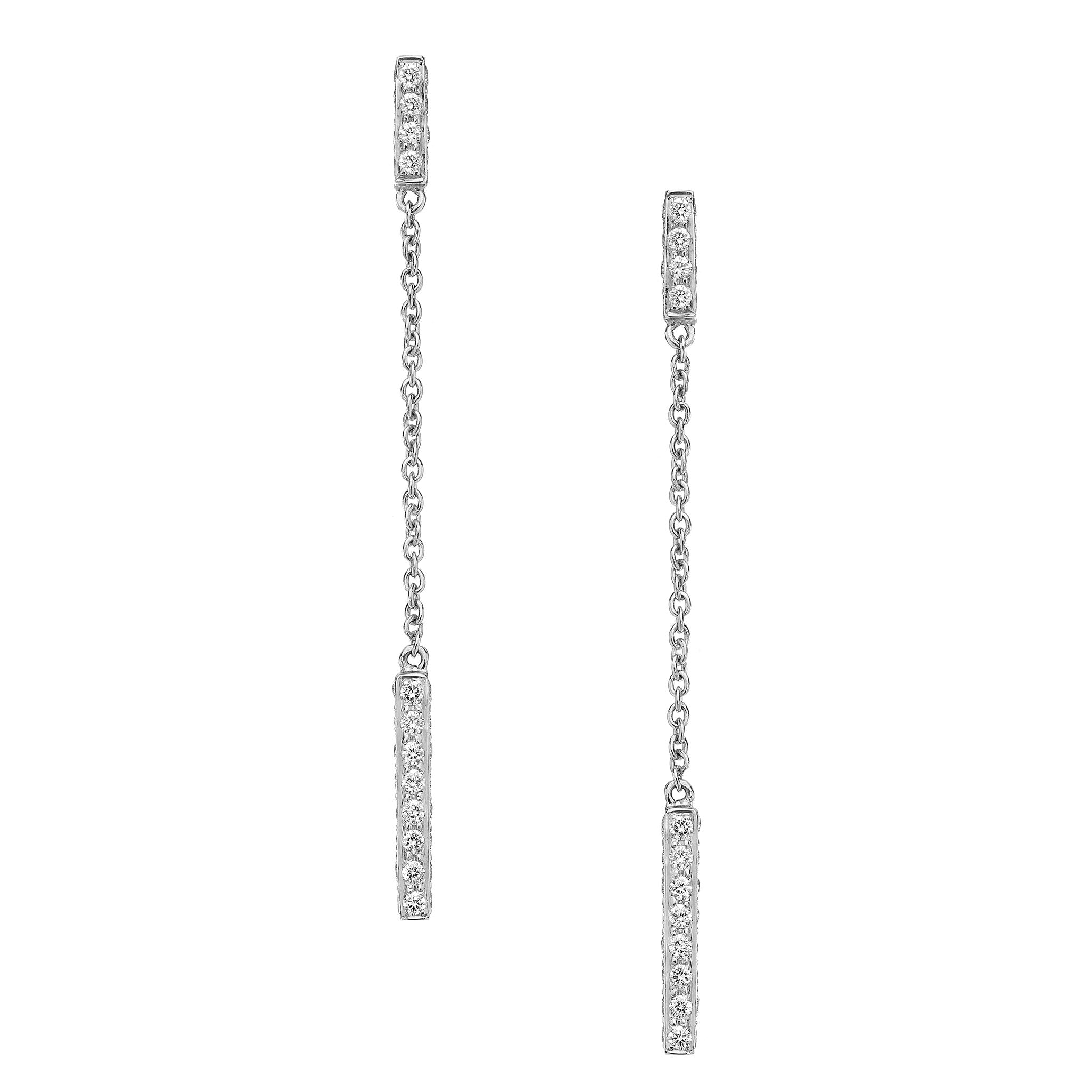 Barrel Long Diamond Earrings in Rose Gold