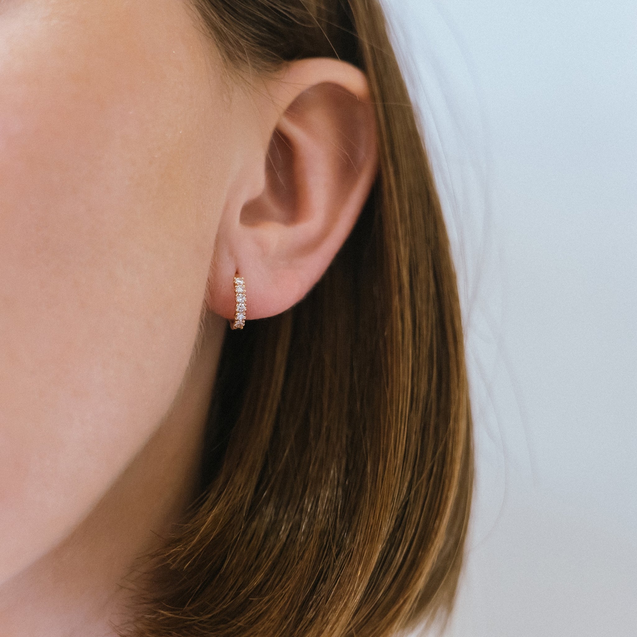 Zelda Diamond Huggies in Rose Gold