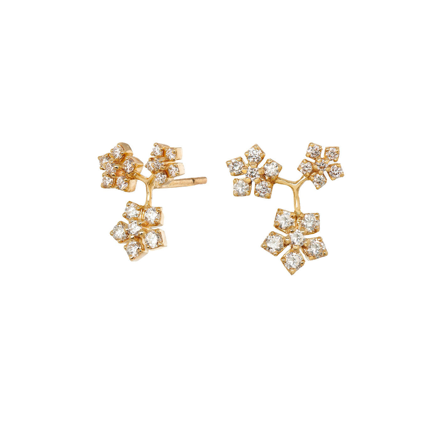 Enchanted Garden Triple Flower Diamond Earrings