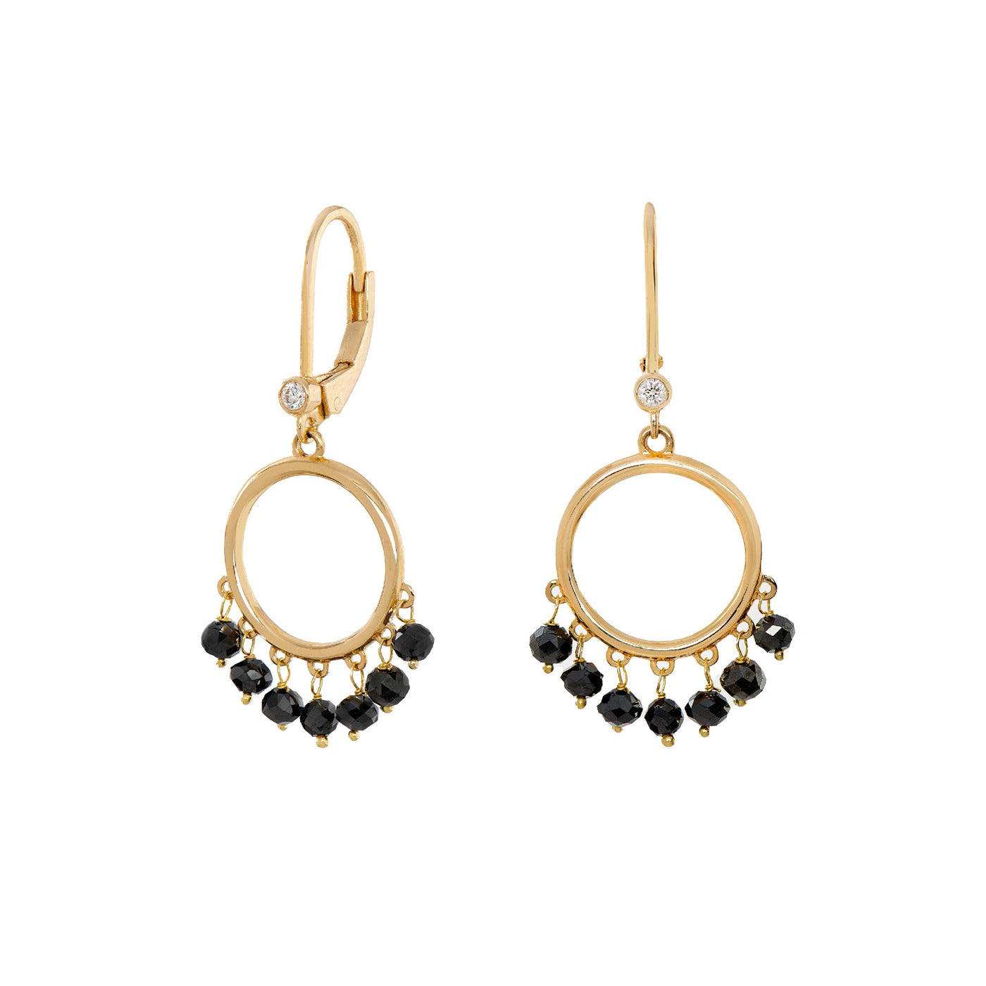 Adeline Black Diamond Earrings in Yellow Gold