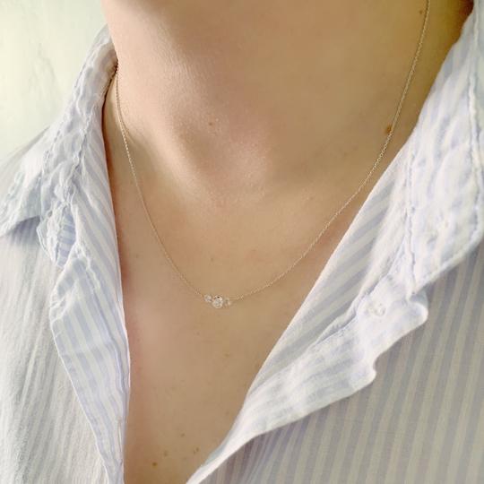 Cien 3 Stone Rose Cut Diamond Necklace in White Gold