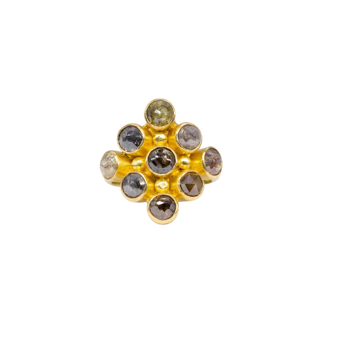 Natural Color Dimond Ring in Yellow Gold