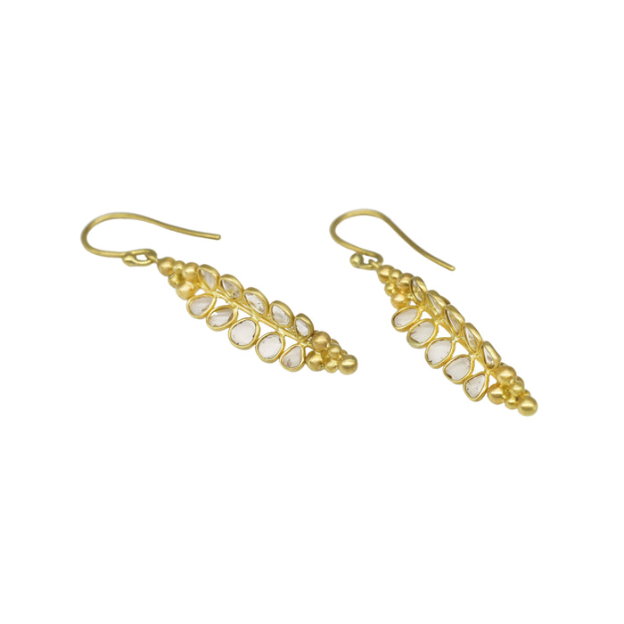 Polki Diamond Maize Earrings in Yellow Gold
