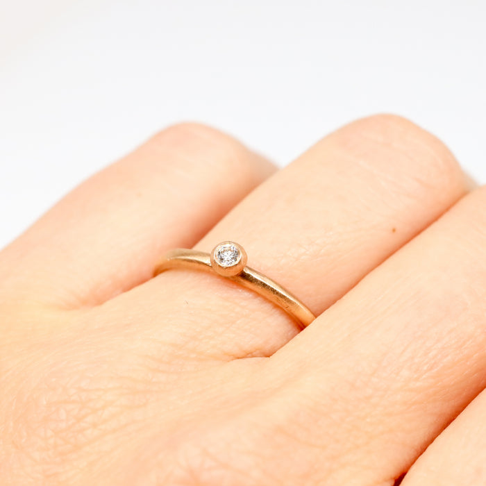 Small Pod Diamond Ring in Rose Gold