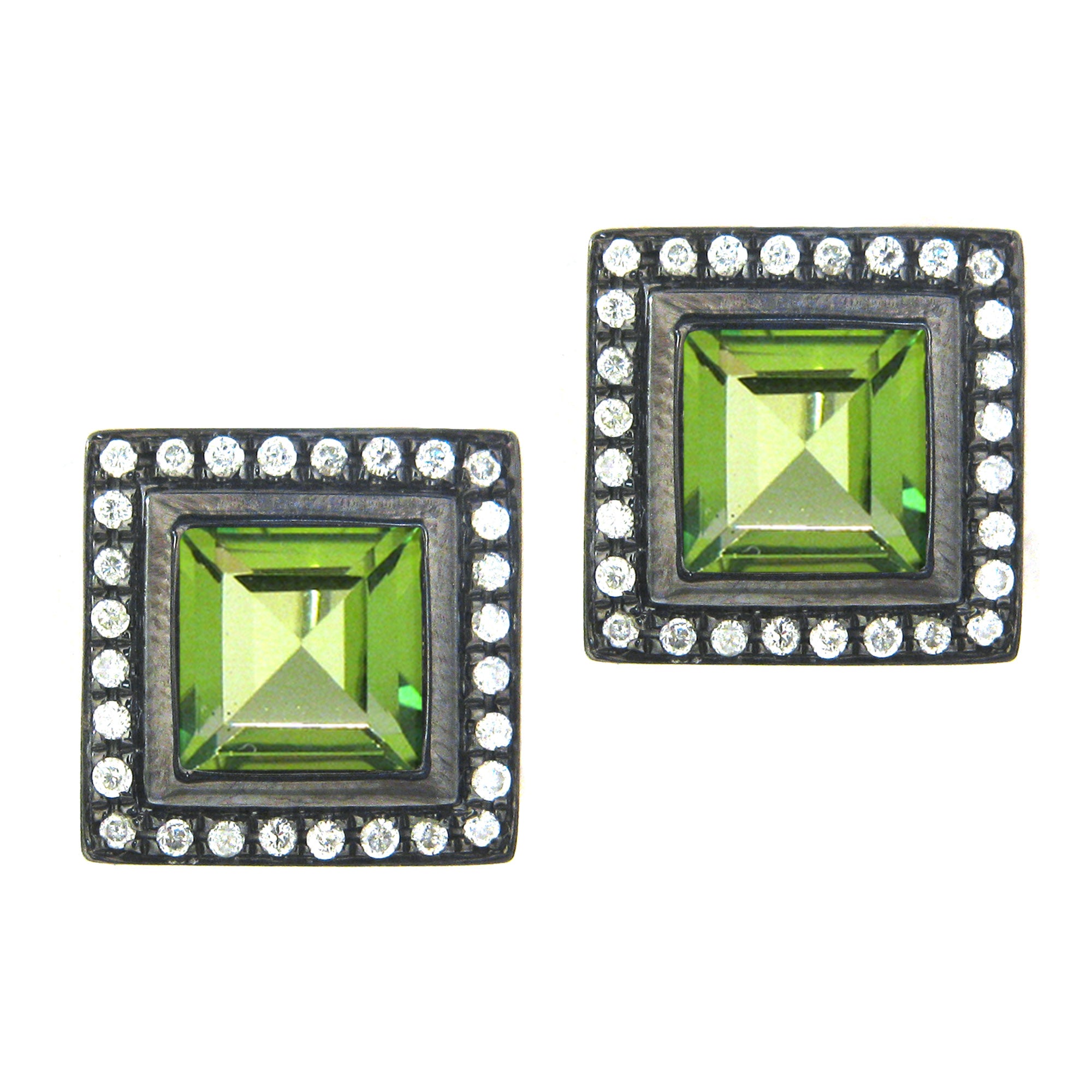 Square Gemstone Diamond Studs