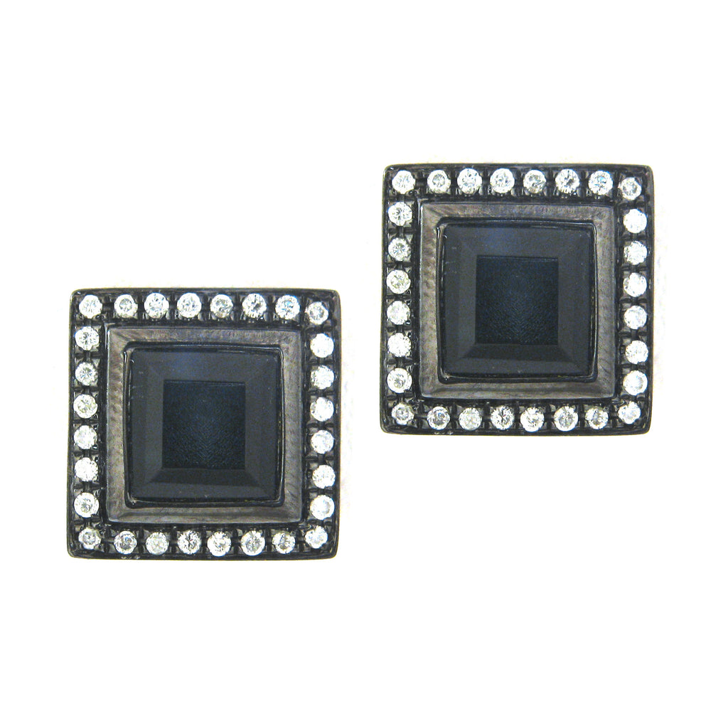 Square Gemstone Diamond Studs