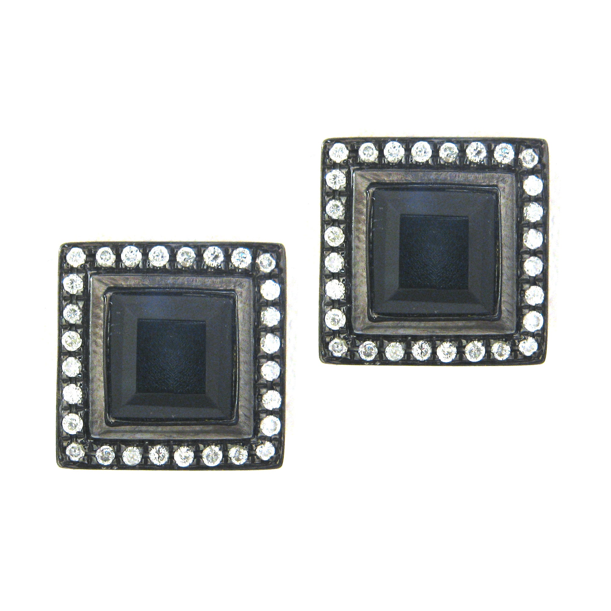 Square Gemstone Diamond Studs