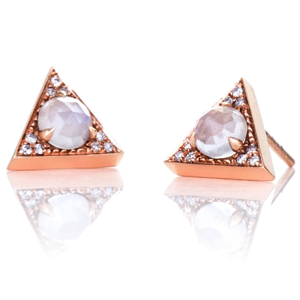 Trillion Moonstone Jacket Studs in Rose Gold