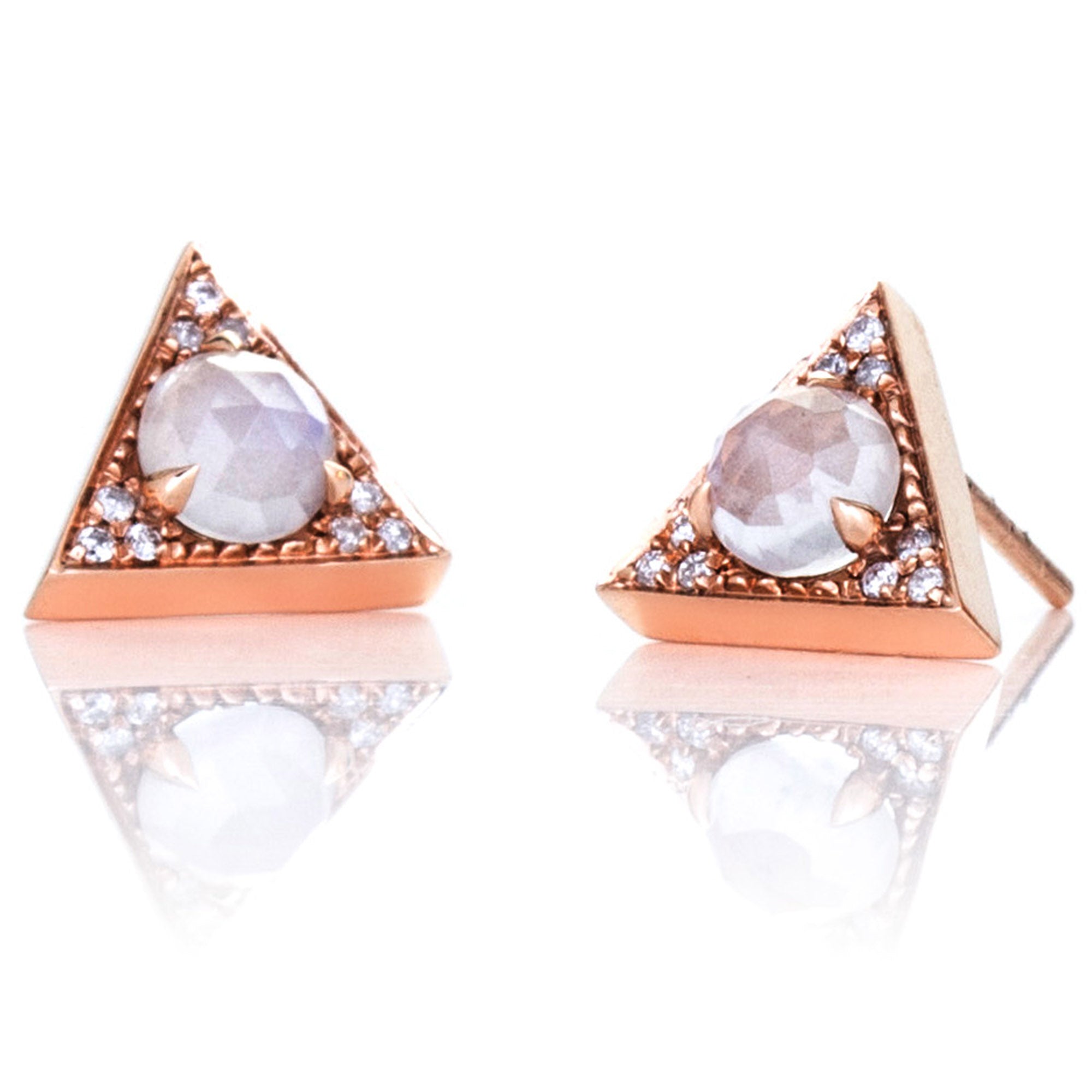 Trillion Moonstone Jacket Studs in Rose Gold