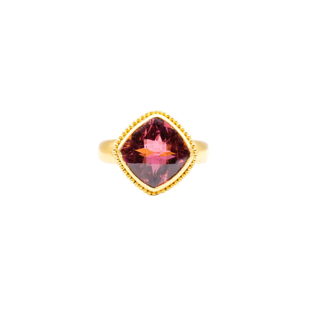 Pink Tourmaline Ring in Yellow Gold